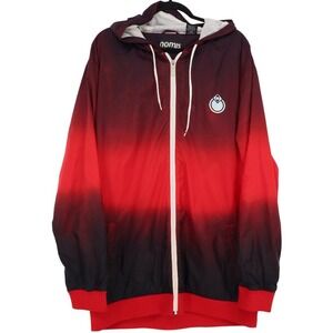 Nomis Mens Vintage Red Black Ombre Size XLT Full Zip Windbreaker Hoodie Jacket